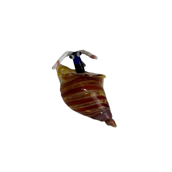 Colorful Art Glass HERMIT CRAB Hand Blown glass in shell - Picture 10 of 10
